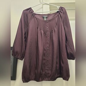 FYLO Purple Relaxed 3/4 Sleeve Blouse